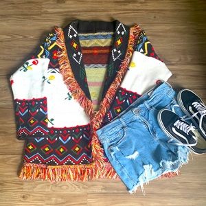 Alanui - inspired sweater coat w/belt - EUC